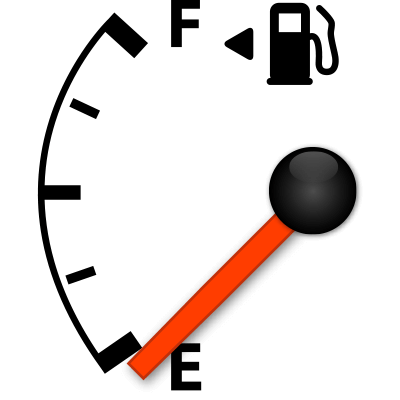 Illustration of a low fuel meter in car